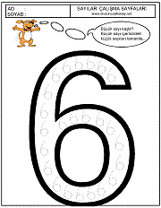 okul öncesi 6 sayısı çizgi çalışması